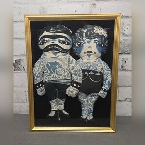 Tattooed Circus Couple Art Dolls in Shadow Box | Spitfire Style Sideshow Decor